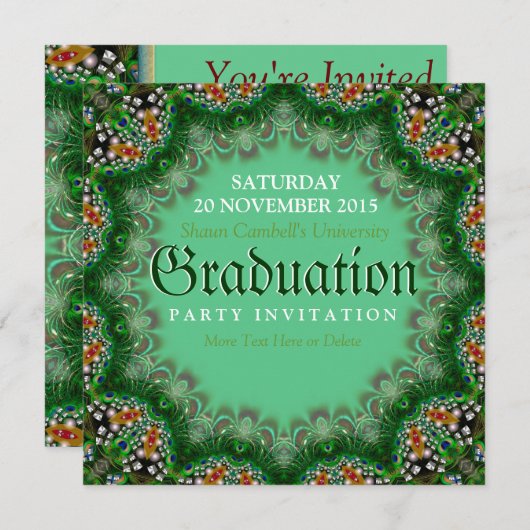 Magic Garden Green Lace Graduation Einladungen (Vorne/Hinten)