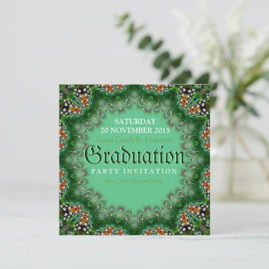 Magic Garden Green Lace Graduation Einladungen (Stehend Vorderseite)