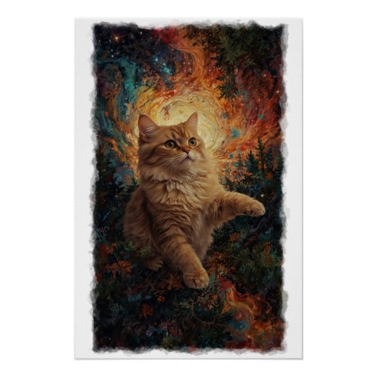 Magic Ginger Kitten Christmas Art Poster (Vorderseite)