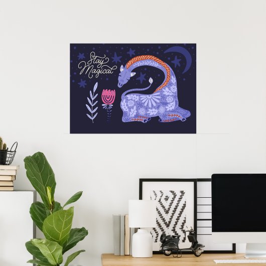Magic Giraffe Folk Art Poster (Heimbüro)