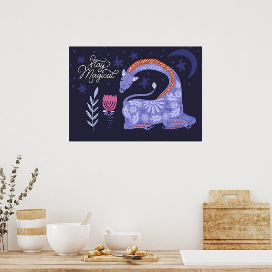 Magic Giraffe Folk Art Poster (Küche)