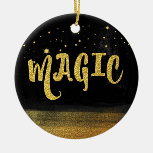 *~* MAGIC Gold & Black Chic Magie Gute Bilder Keramik Ornament (Vorne)