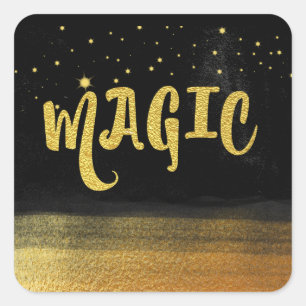 *~* MAGIC Gold & Black Chic Magie Gute Bilder Quadratischer Aufkleber