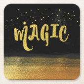 *~* MAGIC Gold & Black Chic Magie Gute Bilder Rechteckiger Pappuntersetzer (Vorderseite)