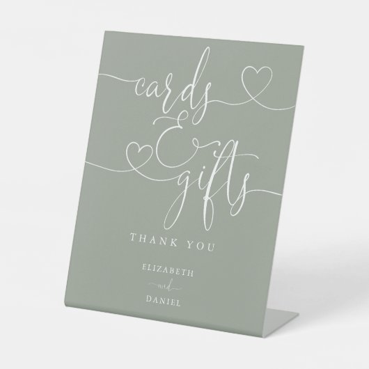 Magic Green Heart Script Cards und Geschenke Sockelschild (Vorderseite)