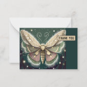 Magic Green und Brown Luna Moth Danke-Card Mitteilungskarte (Vorderseite)