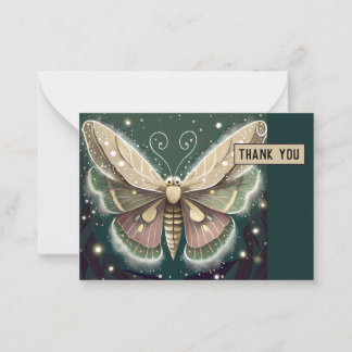 Magic Green und Brown Luna Moth Danke-Card Mitteilungskarte