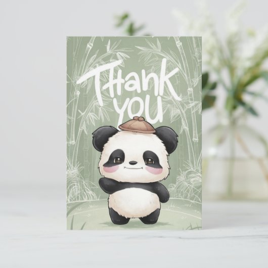 Magic Greeting Panda Dankeskarte (Stehend Vorderseite)