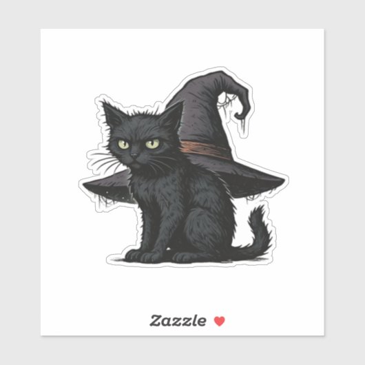 Magic Halloween Cat Classic T-Shirt Aufkleber (Blatt)