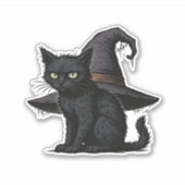 Magic Halloween Cat Classic T-Shirt Aufkleber (Vorderseite)
