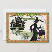 Magic Halloween Hexe Einladung (Vorderseite)