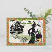 Magic Halloween Hexe Einladung (Stehend Vorderseite)