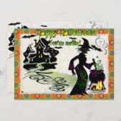 Magic Halloween Hexe Einladung (Vorne/Hinten)