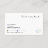 Magic Hands Massage Therapist Esoteric Business Ca Visitenkarte (Rückseite)