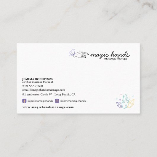Magic Hands Massage Therapist Esoteric Business Ca Visitenkarte (Rückseite)