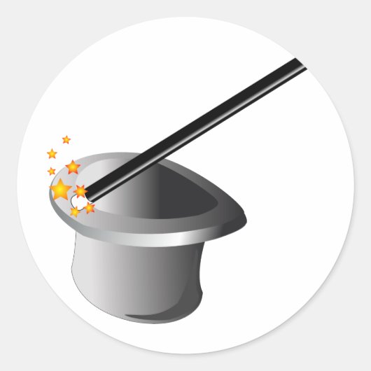 Magic Hat & Wand Runder Aufkleber (Vorderseite)