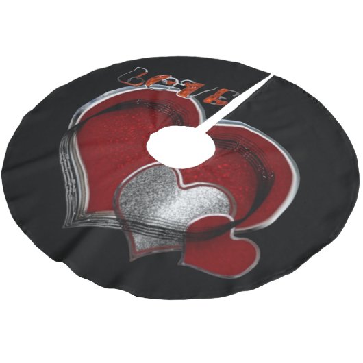 Magic Heart Black Tree Skirt Polyester Weihnachtsbaumdecke (Schrägansicht)