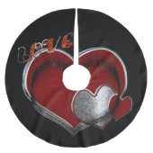Magic Heart Black Tree Skirt Polyester Weihnachtsbaumdecke (Vorderseite)