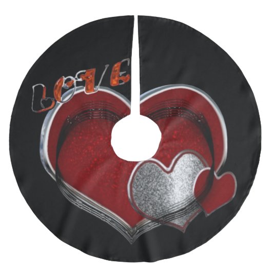 Magic Heart Black Tree Skirt Polyester Weihnachtsbaumdecke (Vorderseite)