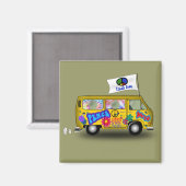 Magic Hippie Van Magnet (Vorderseite/Rückseite)