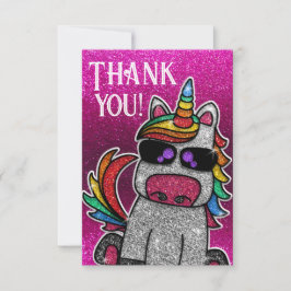 Magic Hot Pink Unicorn Glitzer Whimsical Geburtsta Dankeskarte