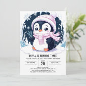 Magic Hübsch Pinguin Digital Geburtstag Einladung (Stehend Vorderseite)