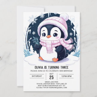 Magic Hübsch Pinguin Digital Geburtstag Einladung