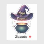 "Magic In Progress" Witch Hat Halloween Sticker (Blatt)