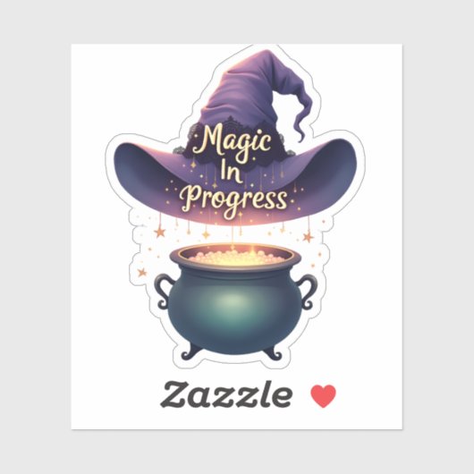 "Magic In Progress" Witch Hat Halloween Sticker (Blatt)