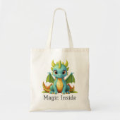 Magic Inside Green Blue Baby Dragon Tote Bag Tragetasche (Vorne)