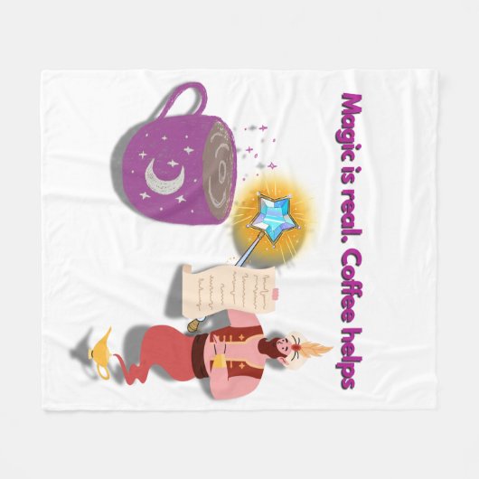 Magic Is Real, Coffee Helps – Cozy Wizard Blanket Fleecedecke (Vorderseite (Horizontal))