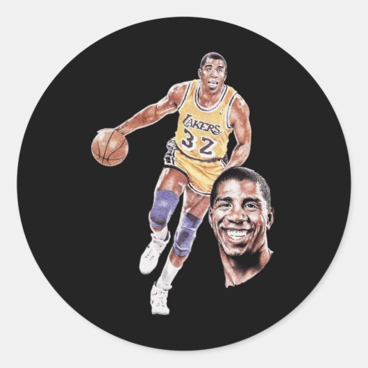 Magic Johnson Art Graphic Runder Aufkleber (Vorderseite)