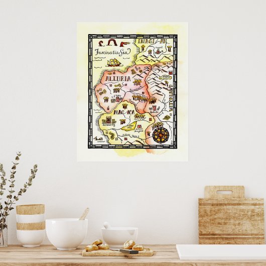Magic Lands Fantasy Map Poster (Küche)