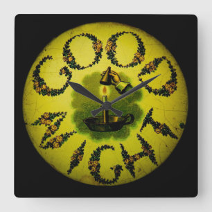 Magic Lantern Slide Gute Nacht Vintagen Viktoriani Quadratische Wanduhr
