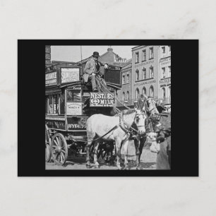 Magic Lantern Slide Kings Cross London Street Tram Postkarte