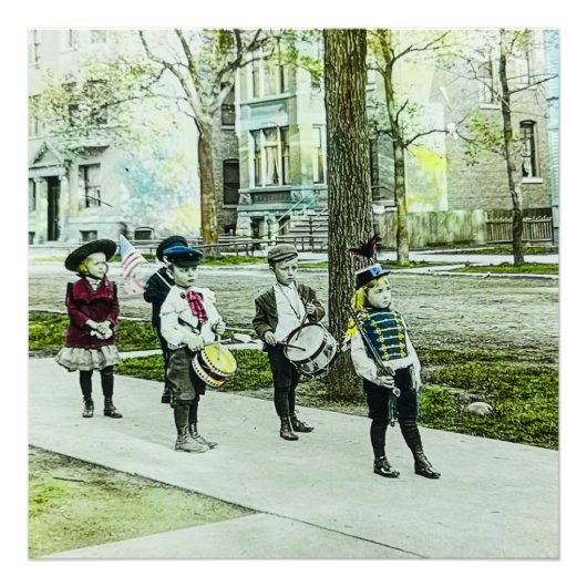 Magic Lantern Slide Patriotic Childrens Band Fotodruck (Vorne)
