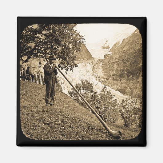 Magic Lantern Slide Schweizer Alpen Hornblume Magnet (Vorne)