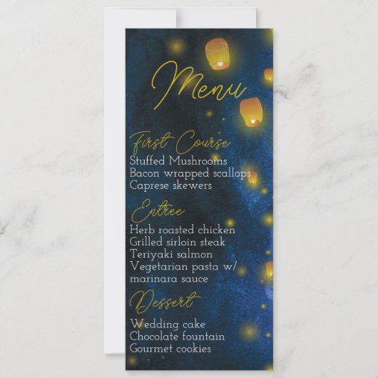 Magic Lantern Wedding Menu Einladung (Vorderseite)