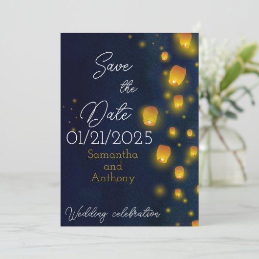 Magic Lanterns Wedding Save the Dates Date (Stehend Vorderseite)
