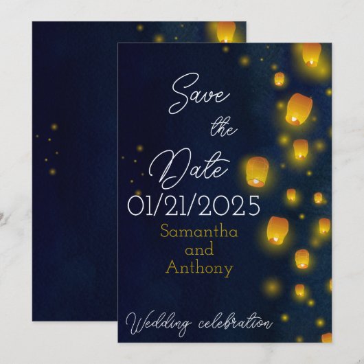 Magic Lanterns Wedding Save the Dates Date (Vorne/Hinten)