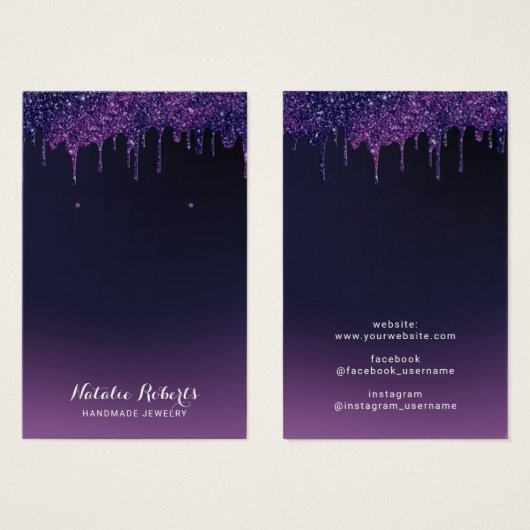 Magic Lila Glitzer Tropfen Schmuck Ohrring Display (Vorne & Hinten)