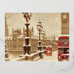 Magic London Weihnachten Folien Feiertagspostkarte