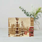 Magic London Weihnachten Folien Feiertagspostkarte (Stehend vorne)