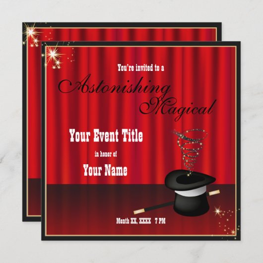 Magic Magician Event Custom Einladung (Vorne/Hinten)