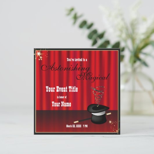 Magic Magician Event Custom Einladung (Stehend Vorderseite)