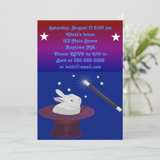 Magic Magician Geburtstagsparty Einladung (Stehend Vorderseite)