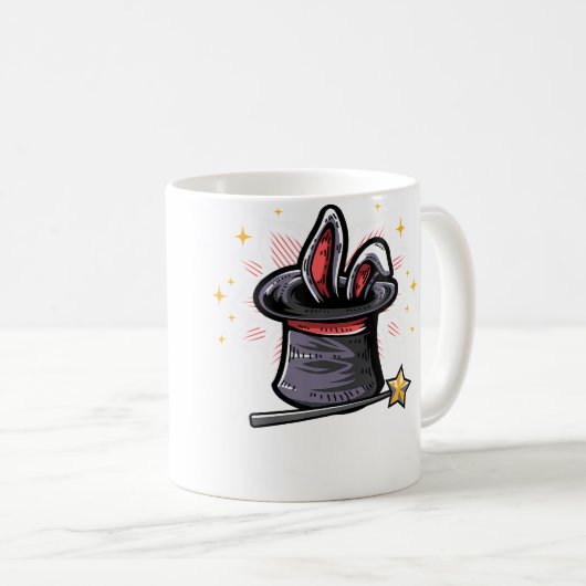 Magic Magician Hat Rabbit In A Hat Magic Wand Kaffeetasse (VorderseiteRechts)