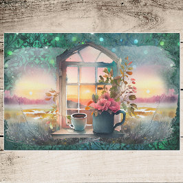 Magic Marsh Morning - Kaffee in Blume im Fenster Seidenpapier