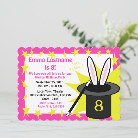 Magic Me Birthday Pink Einladung (Stehend Vorderseite)