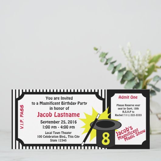 Magic Me Birthday Red Einladung (Stehend Vorderseite)